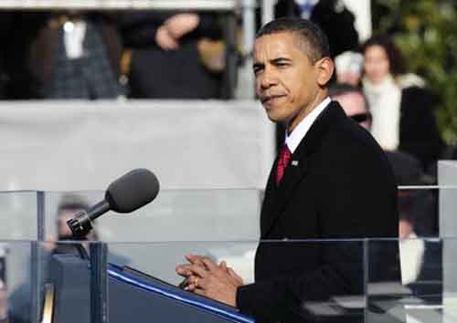 1月20日,美国总统奥巴马在就职仪式上发表就职演说.