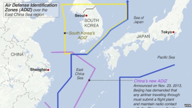 韩国扩大防空识别区范围,与中国的识别区有所重迭(网络图片)图片
