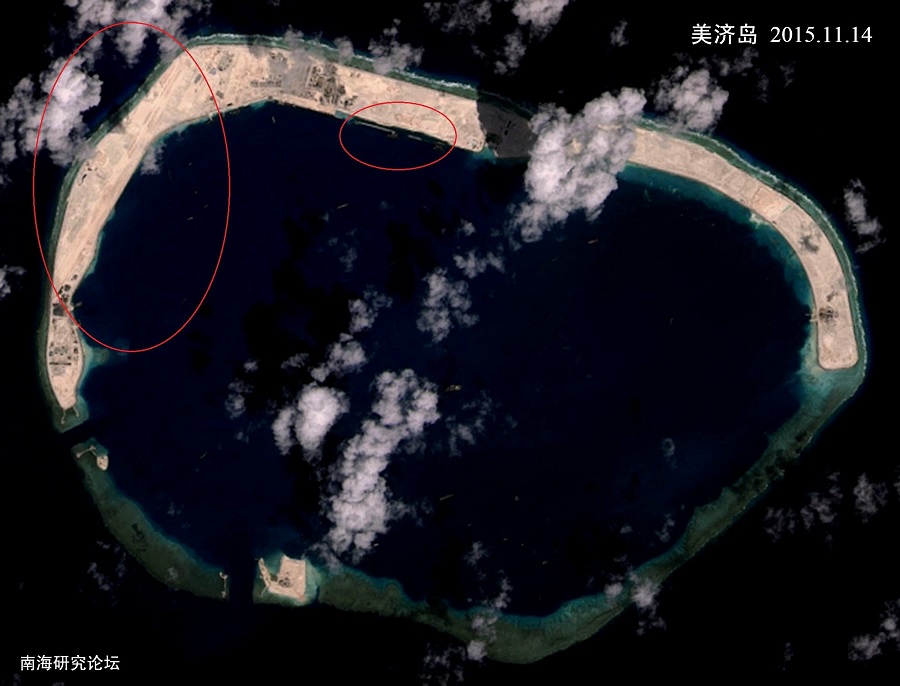 美济岛11月14日卫星图 跑道已有模样