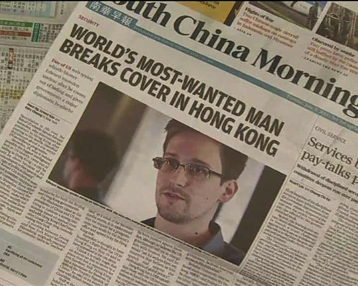 6月12日,在全球媒体全力寻找斯诺登之际,香港英文媒体《南华早报》